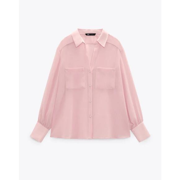 ZARA Sheer Ecru Off-White Long Sleeve Blouse 3564/192/712 - Picture 4 of 8